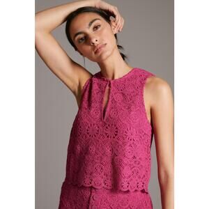 Anthropologie Maeve Solid Eyelet Crochet Top - New - Size 10